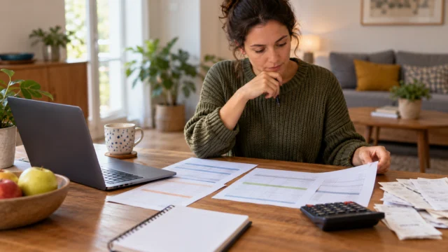 A clear generic data worksheet separating stakes, deposits, withdrawals and household bills, no gambling promotion